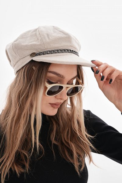Ritagarcia Women's Ecru Chain Stamp Painter Hat