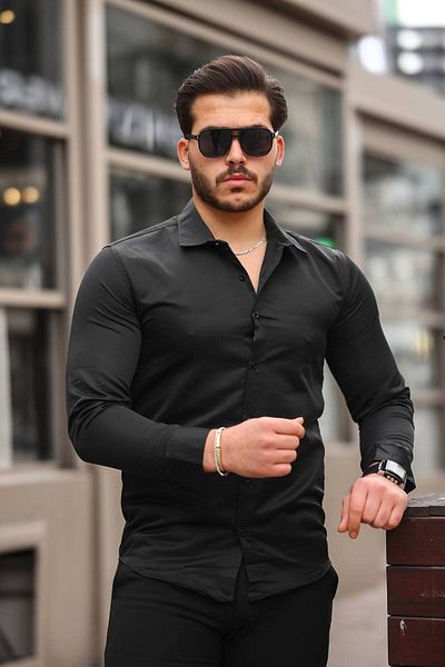 ROBERTO BORNOVA Slim Fit Κομψό Κλασικό Πουκάμισο Γαμπρού