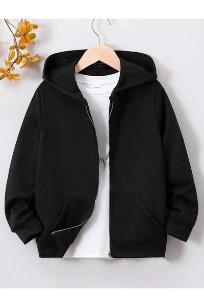 DEZZİİ Černá mikina na zip s kapucí