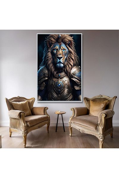 GAAGART Masă din sticlă temperată cu cadru metalic Lion blindat