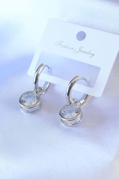 Clariss Silver Color Zircon Stone Brass Women's Earrings