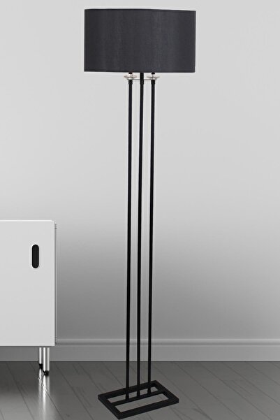 Taşcan Aydınlatma Lona Siyah Taşlı Lambader Siyah Silindir Şapka Oturma Odası Salon Lambader