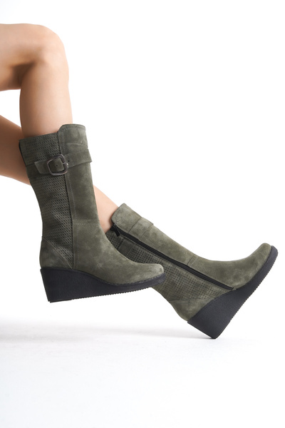 Elile Shoes Hakiki Deri Geniş Baldır Kadın Uzun Bot 35-41-42-43-44 Numara