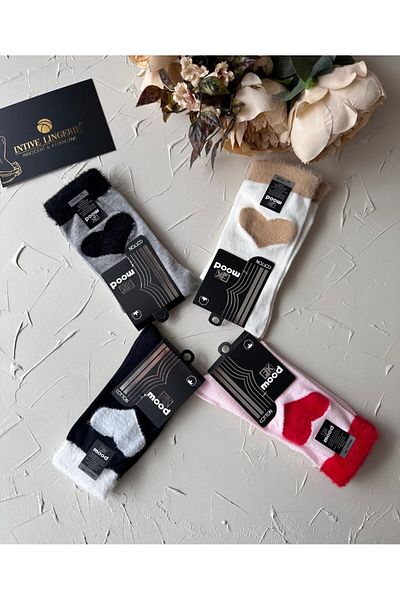 İntive Lingerie FK Mood Памучни Плюшени Сърца Детайли Безшевни Сладки Парфюмирани Безшевни Чорапи с Пръсти