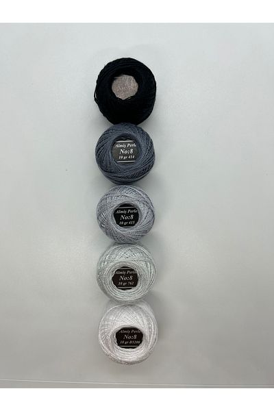 ALMİŞ Alış Perle Etamin-Cross Stitch 5'Li̇ Thread Set (10 Gr-No:8)