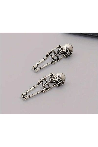 mrchediyesepeti Punk Style Skeleton Earrings - Creative Women's Earrings with Zinc and Alloy Detail