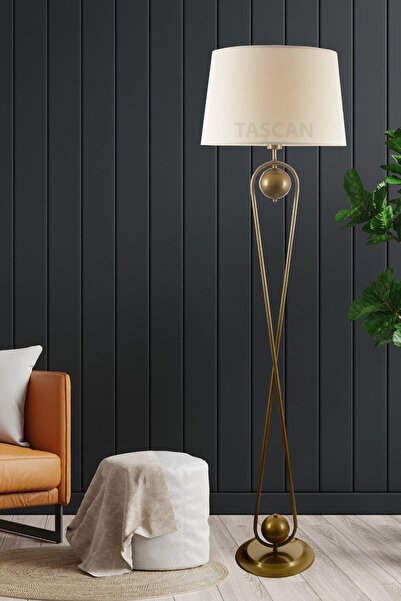 Taşcan Aydınlatma Delhi Tekli Eskitme Lambader-Krem Şapkalı