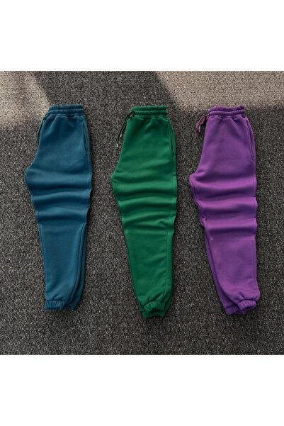 dwnwear 3 Iplik Pamuklu Kalın Lışlık Eşofman Alt 3 Lü Set