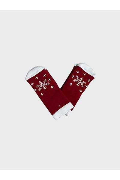 ALİŞ KİDS Children's Red and White Pine Patterned New Year's Themed Perfumed Washed 2-Piece Towel Socks