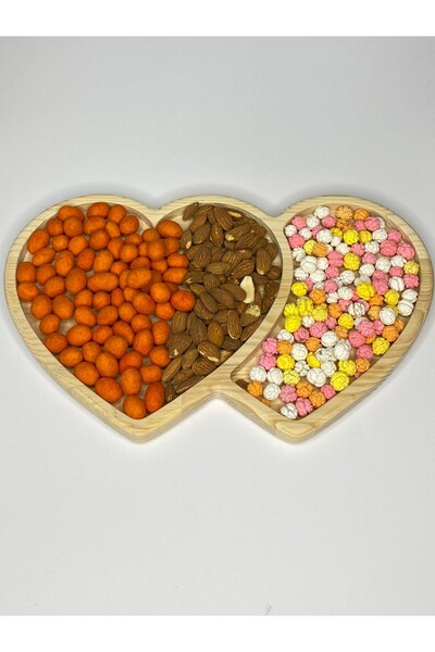 Geef Wood Art Ahşap Kalp Modeli - Çerezlik-Sunumluk