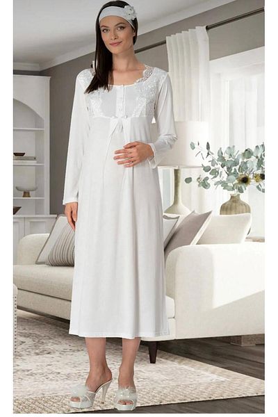 EM&FA TEKSTİL Maternity Dressing Gown Nightgown Pajamas Set