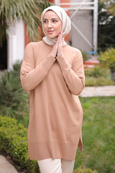 İmajButik Biscuit Seasonal Mercerized Casual Knitwear Tunik