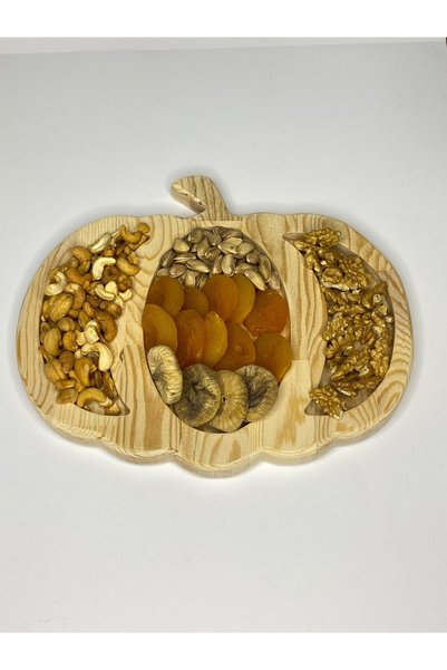 Geef Wood Art Ahşap Balkabağı Modeli Çerezlik-Sunumluk