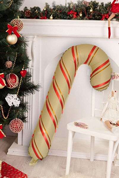 Patladı Gitti Χριστουγεννιάτικο Μπαλόνι Κρεμ Χρώματος Μπαστούνι - Μπαλόνι από αλουμινόχαρτο 40-83 εκ.