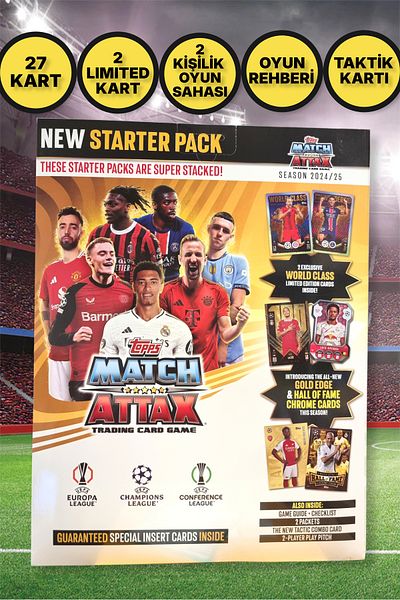 TOYFEST Topps Match Attax 24-25 Uefa Champions Europa and Conference League Footballer Cards New Starter Pack