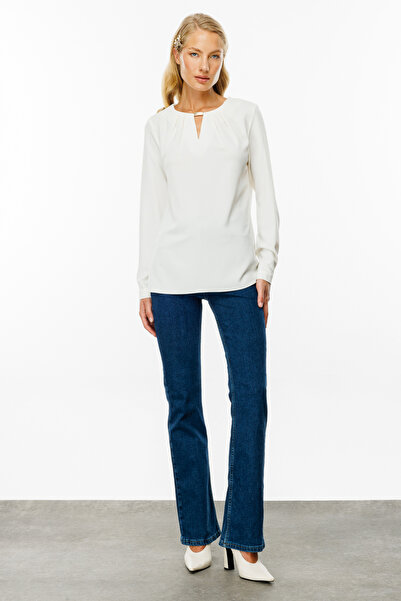 Ekol Chest Low-Cut Blouse with Metal Accessories