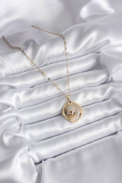 Clariss 316L Steel Gold Color Zircon Stone Model Women's Necklace