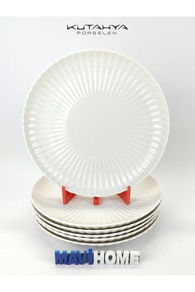Kütahya Porselen 27 cm Cream Bonnet Luz Series - Serving Plate with Emblem of 6