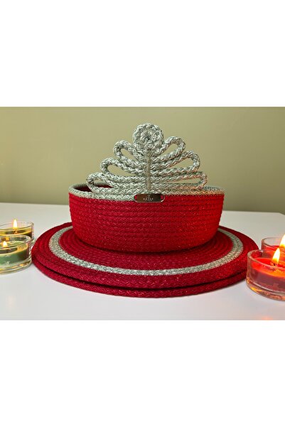 Hazen Home Christmas Concept Doily and Basket Set of 2 Multi-Purpose Decorative Doily 3 Pieces