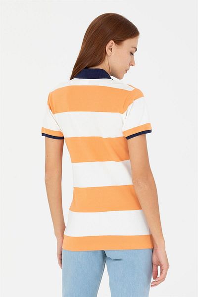 U.S. Polo Assn. Γυναικείο πορτοκαλί μπλουζάκι με γιακά πόλο 1570886