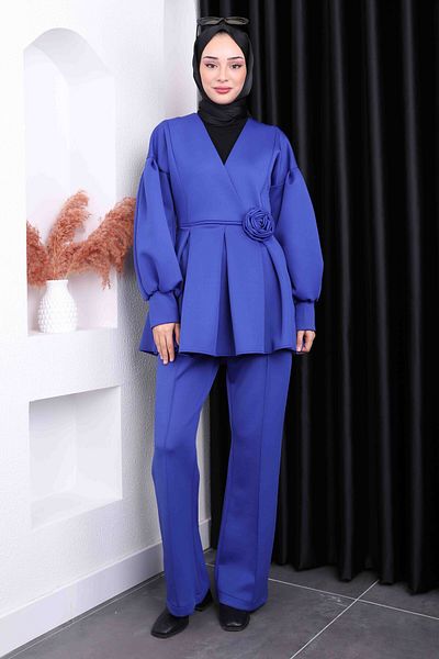 İmajButik بدلة سكوبا ذات ثنيات زرقاء من ساكس