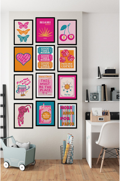 kutuTR Dekorize Mdf Tablo Seti 12 Parça 3 mm - Kız Odası İçin Duvar Dekoru Mtf12