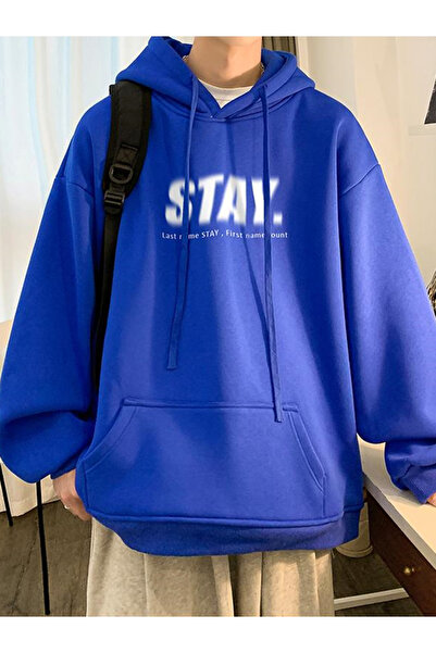 Drippy Ανδρικά vintage φούτερ με κουκούλα - Νέα εκτύπωση Letter Stay, Φθινοπω...