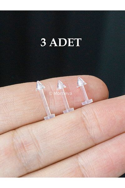 MORNEVA Spayk Bioplast Silicone Clear Earring - Tragus Helix Conch Labret Lip Ear Piercing (3 Pcs)