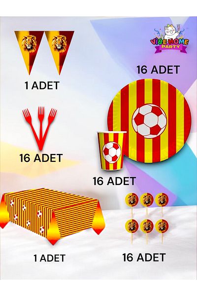 VibeHome Yellow Red Fan Premium Set for 16 - Birthday Party and Fun Events