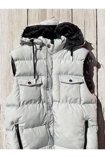Zekids Children's Hooded Pocket Detailed Inflatable Thick Vest