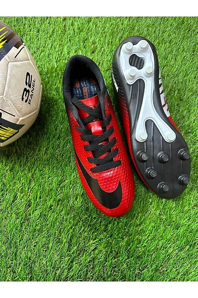 YUSUFSHOES Παπούτσια ποδοσφαίρου για αγόρια - Claret Red Astroturf Field Shoes