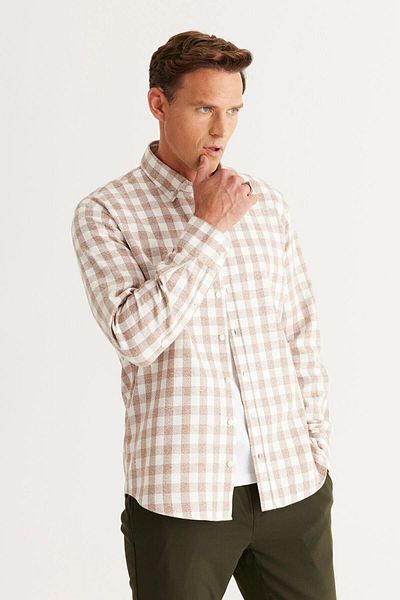Altınyıldız Classics Men's Comfort Fit Relaxed Cut Buttoned Collar Flannel Lumberjack Shirt 4a2024100003