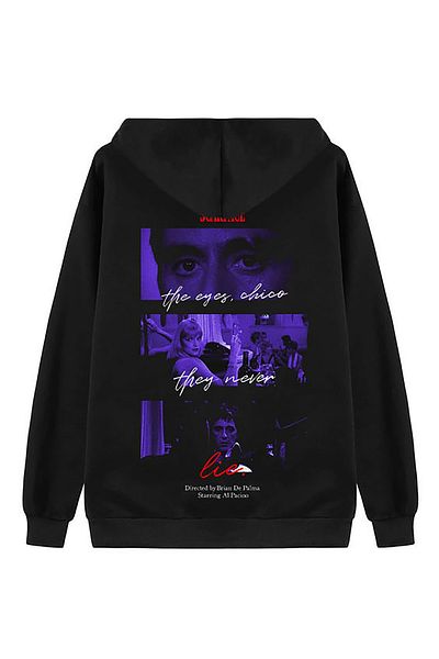 sielta Scarface Large Printed Black Unisex Hooded Sweatshirt