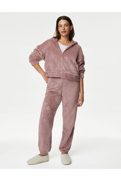 Marks & Spencer Yıldız Desenli Kapüşonlu Polar Pijama Üstü