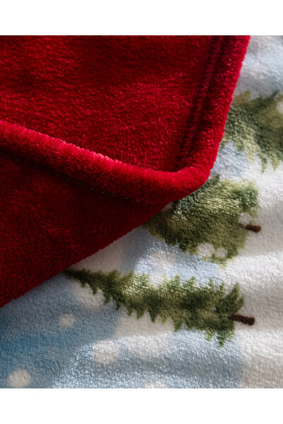 Madame Coco Pătură dublă Neige Welsoft cu imprimeu fleece - Albastru deschis