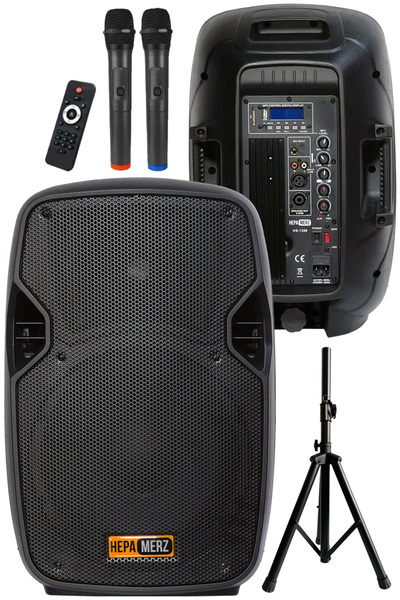 Hepa-Merz Hepa Merz HS-1300A Mikrofonlu Taşınabilir Portatif Ses Sistemi Seti 10 İnç 1300W