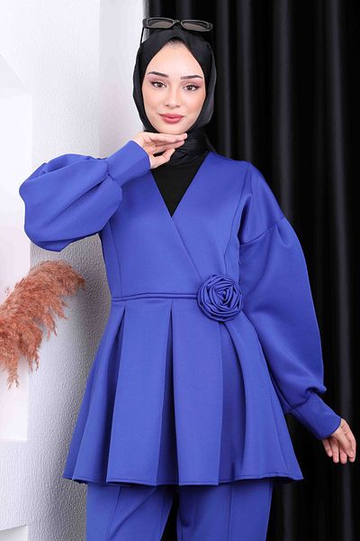 İmajButik بدلة سكوبا ذات ثنيات زرقاء من ساكس