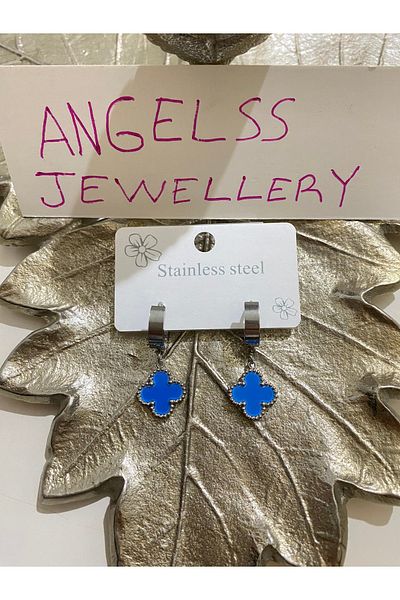 ANGELSS JEWELLERY Blue Silver Dangle Earrings (Twelve Model Blue Silver Dangle Earring)