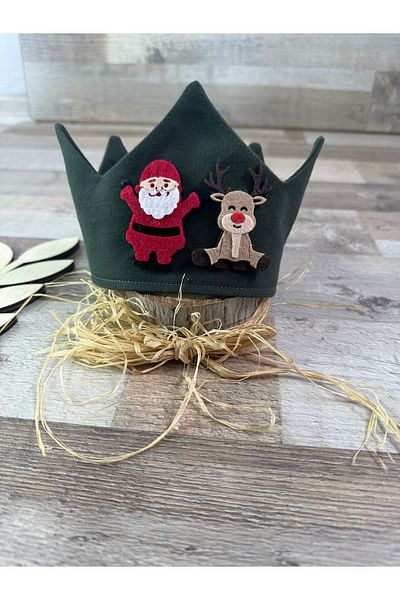 Feriatolye Santa Claus and Deer Unisex Green Crown