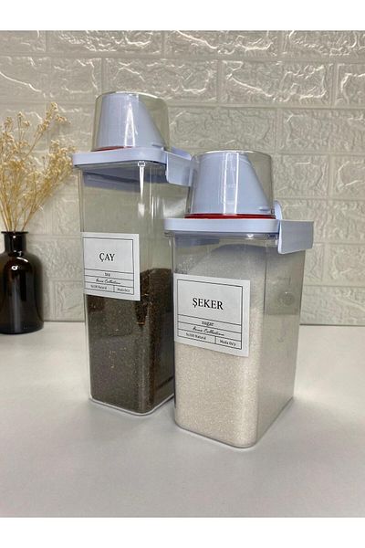 MODA OZY 2-Piece Measuring Lid 2300/1800 ml Tea/Sugar Storage Container Vacuum Acrylic Food Container
