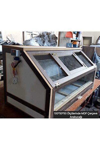Harikalar Diyarı Çiftlik Mdf Çerçeve Civciv Büyütme Kafesi Yeni - Otomatik Isıtmalı Civciv Kafesi - 100x50x50 Ölçülerinde