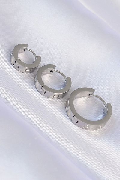 Clariss 316L الصلب الفضة اللون نموذج 3 قطعة هوب القرط