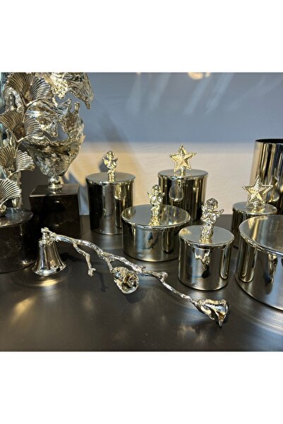 Mercan Tasarım Atölyesi İKİ GÜLLÜ MUM SÖNDÜRÜCÜ-GÜMÜŞ