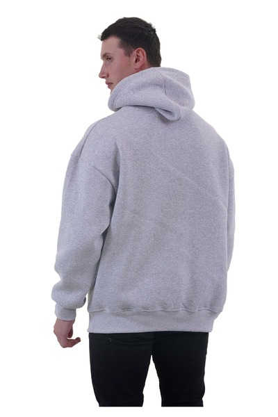 Exve Exclusive Сірий меланж Basic Oversize Soft touch Зимовий капюшон з підкладкою з флісу 3 нитки Hoodie Sweatshirt