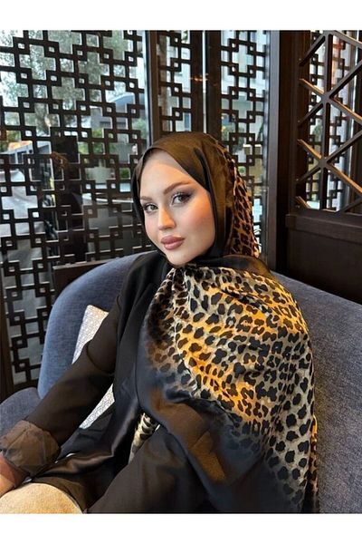 Webinay Home Leopard Print Shawl Premium Voile Silk Shawl Brown