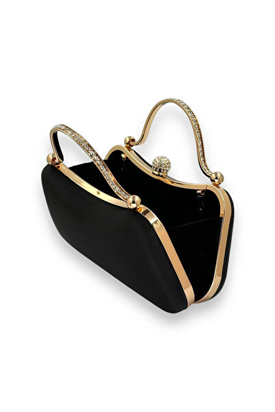 ZEYYMODA Γυναικεία μαύρη σατέν βραδινή τσάντα βραδινό φόρεμα από πέτρα ζιργκό...