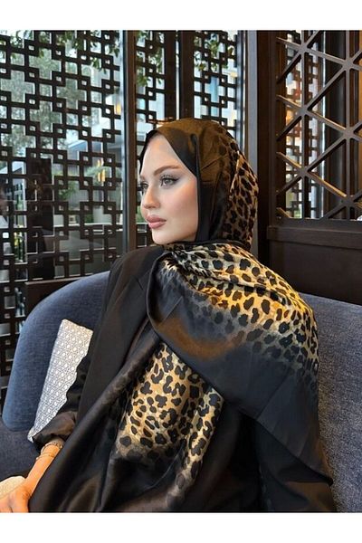 Webinay Home Leopard Print Shawl Premium Voile Silk Shawl Brown