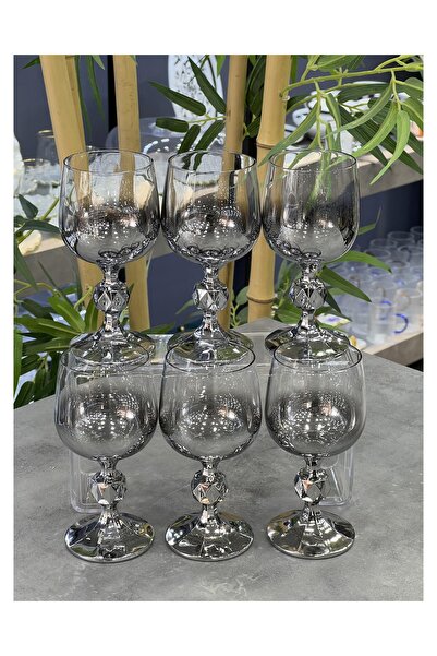 Doğudeko Czechoslavia Crystal Silver Nitro 6-Piece Coffee Glass