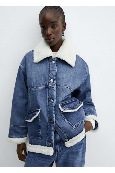 MANGO Woman Jachetă oversize cu aspect de blană