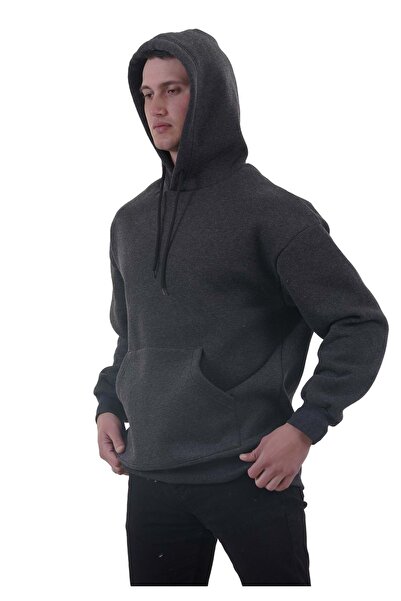 Exve Exclusive Антрацитовий сірий Basic Oversize Soft touch Зимовий капюшон з підкладкою з флісу 3 нитки Hoodie Sweatshirt